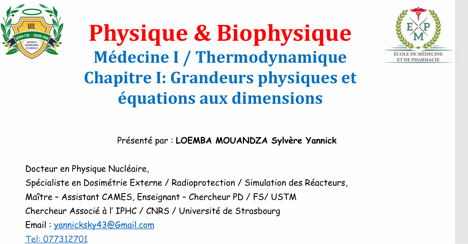 Couverture : Physique & Biophysique