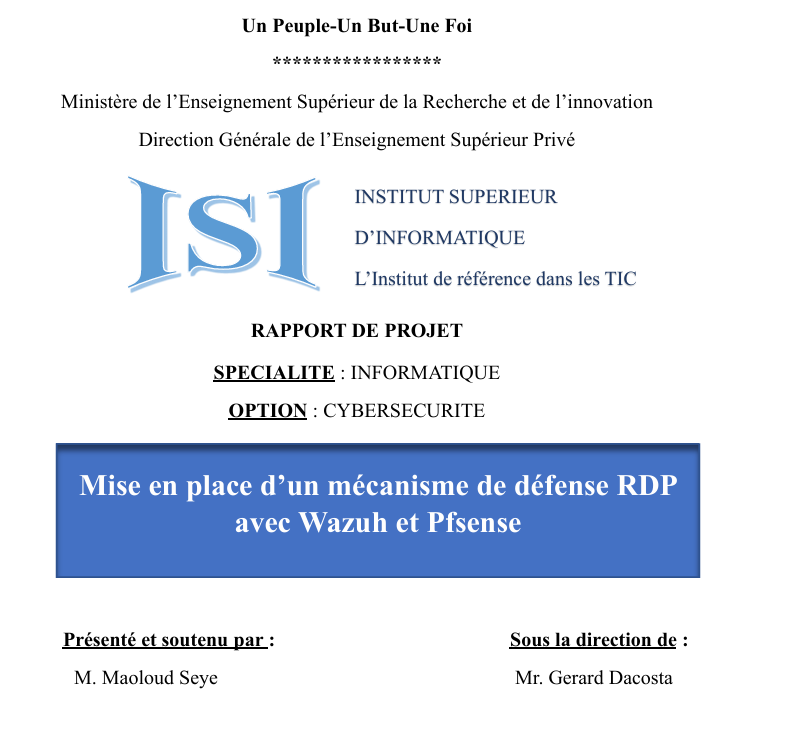 Couverture : Rapport